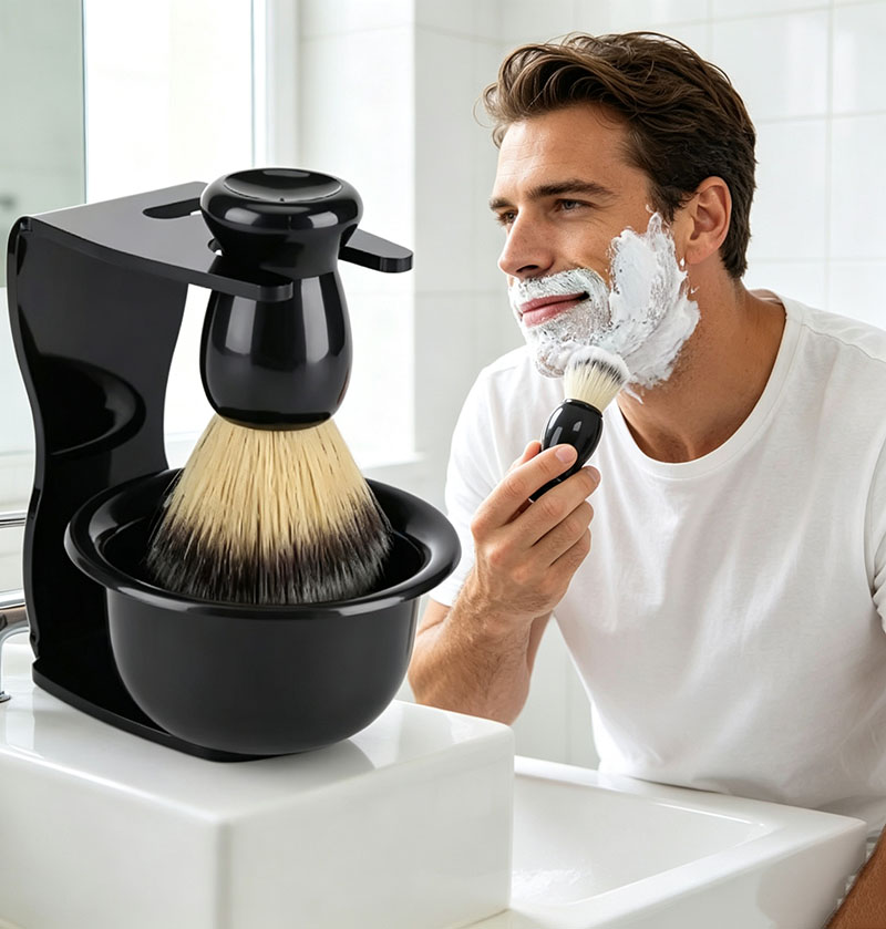 Shaving Brush Set with Stand 3 - Shaving Bowl Soap ulasan dan harga